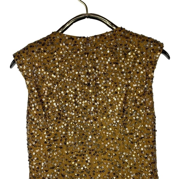 NANETTE LEPORE SEQUIN SILK DROP WAIST GATHERED PLEAT COCKTAIL DRESS - Picture 8 of 17